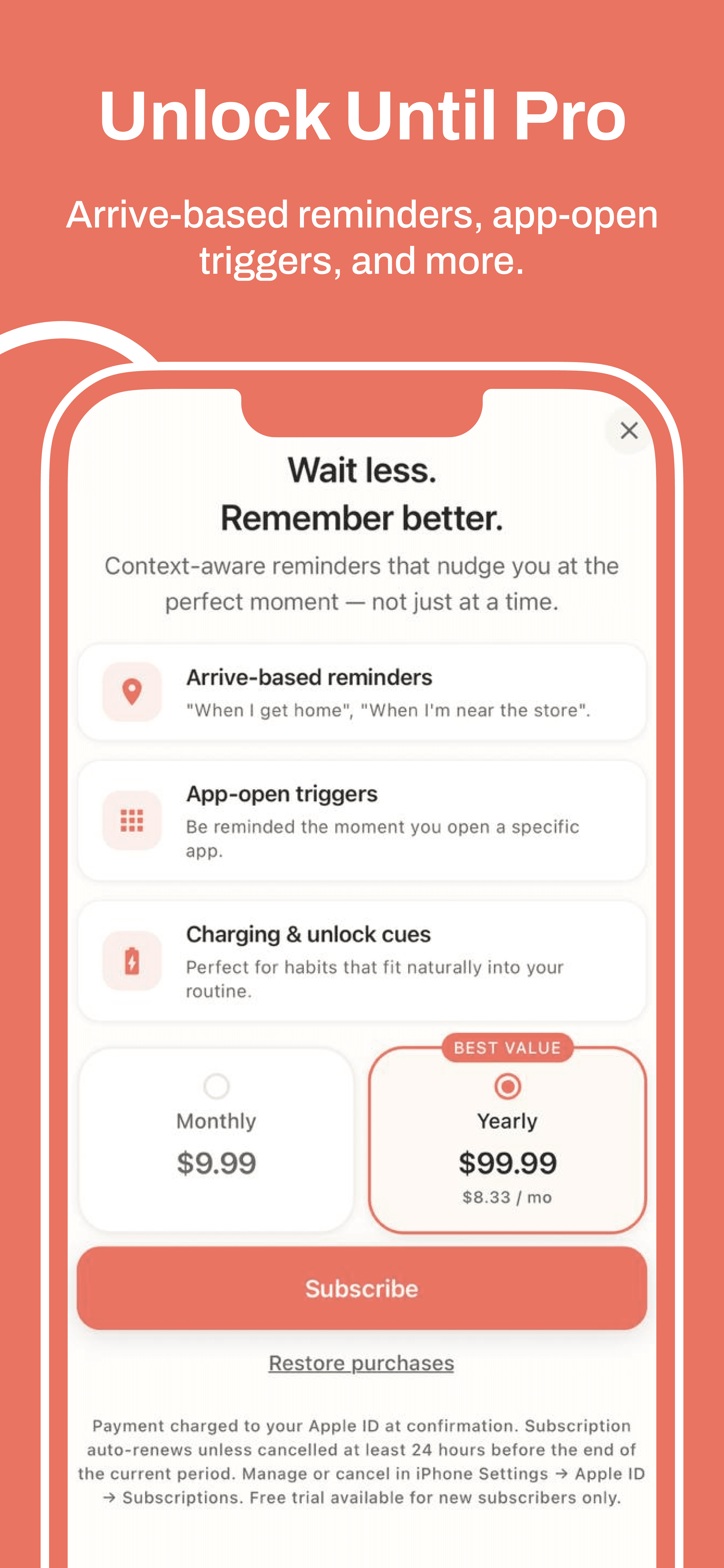 Until Pro features including location triggers and charging cues